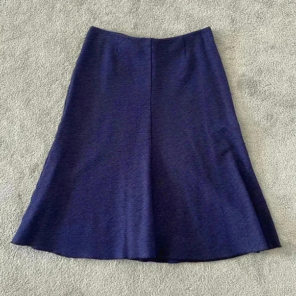 Cabi Textured Tulip Midi Skirt 4 High Waist A-line Flare Navy Career Modest Knit - Picture 5 of 12